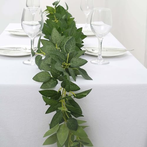 Efavormart 6ft Real Touch Artificial Green Rose Leaf Garland, Flexible Hanging Greenery Vine for Professional Wedding Staging, Banister Decor and Luxury Home Accents - color: Type13