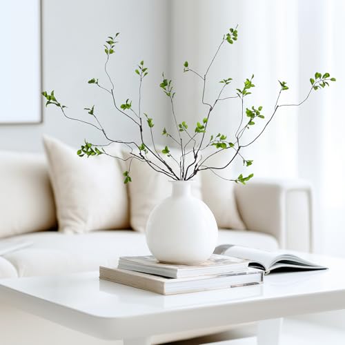 Ttranewsoo 4 Pcs Fall Stems Artificial Ficus Branches, 35.4 Inch Faux Eucalyptus Stems Fall Decor, Fake Leaves Fall Decorations for Home, Autumn Table Decor Fall Branches for Vase Green - color: Green2