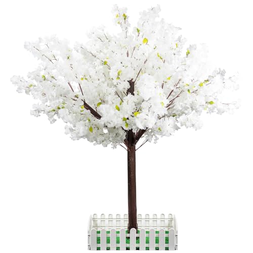 Artificial Cherry Blossom Tree - Handmade White Fake Cherry Blossom Tree Centerpieces for Wedding Party Christmas Garden Indoor & Outdoor - color: White, size: 7 FT