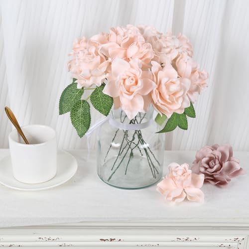 IPOPU Gardenia Flowers Artificial 25PCS Dusty Pink Shades Foam Flowers Fake Rose Heads for DIY Wedding Bouquets Home Party Cake Corsage Garland Decor(Dusty Pink Shades) - color: Dusty Pink Shades