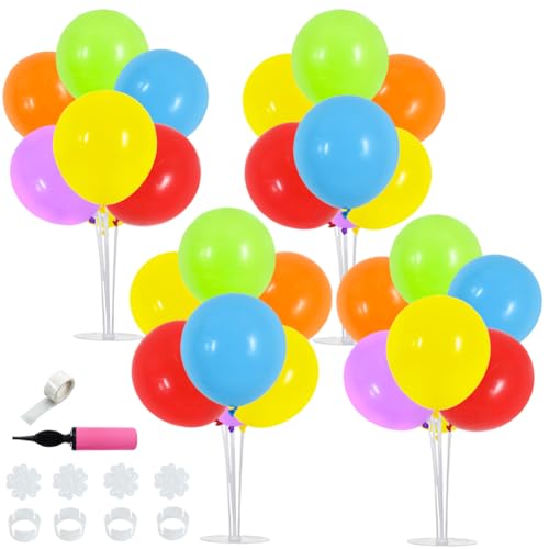TONIFUL 4 Set Colourful Balloon Centerpieces for Table,Balloons Stand Kit for Rainbow Party Centerpieces Table Decorations,Birthday Decorations,Easter,Fiesta Mexican Themed Taco Decoration - color: Colourful