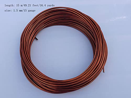 15 Gauge Anodized Aluminum Wire 49 Feet for Jewelry Making Craft DIY（1.5mm,Copper,41518） - color: Copper, size: 15 Gauge