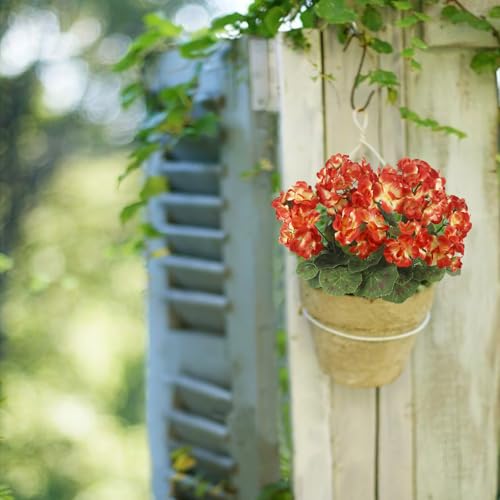 CISDUEO 2 Pcs Artificial Geranium Flowers for Outdoors Silk Geraniums Fall Flowers Orange Geranium Bush Faux Flowers for Outdoor Planter Decor Indoor Garden Porch Grave Cemetary Table Centerpiece - color: Orange
