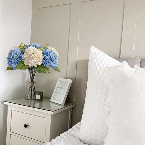 JINWOE 4PCS White/Cream Hydrangea Artificial Flowers, 21" Lifelike Latex Silk Real Touch Faux Hydrangea Flowers, Artificial Hydrangeas Bouquet for Wedding Centerpieces Tables Party Home - color: White