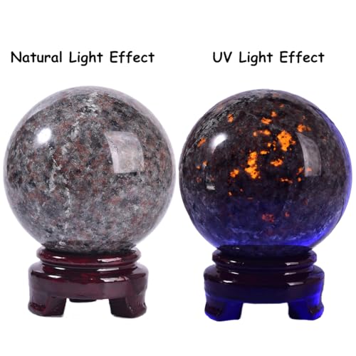 Large Yooperlite Sphere Natural Yooperlite Stone Healing Crystal Ball with Stand Energy Meditation Decor 110-120mm/4.3-4.7" - color: Yooperlite, size: 110-120mm/4.3-4.7"