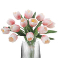 Light Pink Artificial Tulips, 2 Bundles 14Pcs, Fake Tulips Artificial Flowers, 2 x 2.4 Inch Large Flower Head Big Tulip, Easter Valentine's Day Mother's Day Home Decoration Flowers - color: Light Pink