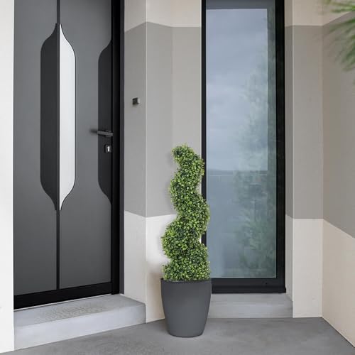 3ft Spiral Topiary Trees Artificial Outdoor Set of 2 – UV Resistant Faux Boxwood Plants for Outdoor Planters, Fake Bushes & Shrubs for Front Porch Outside Decor (3 Foot/36 Inch) - color: Light Green, size: 3ft