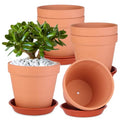 6 Pack 6 Inch Terracotta & Clay Pots with Saucer for Plants, Large Terra Cotta Plant Pot with Drainage Hole, Flowerpot for Indoor Outdoor Plants, Crafts, Wedding Favor