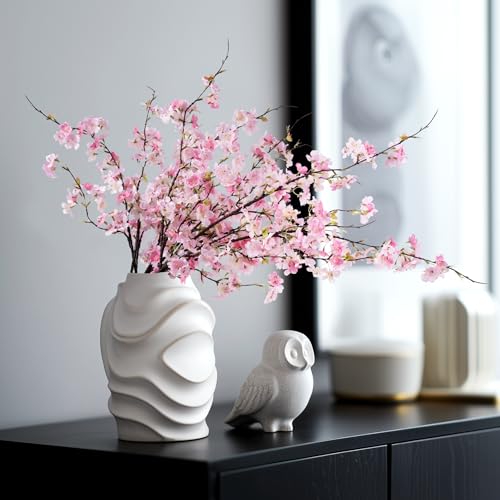 Artificial Cherry Blossom Branches 27.6In Silk Cherry Blossom Branches Long Stem Artificial Flowers for Tall Vase for Home Decor, Spring Decor, Parties & Festival Gifts,Pinkish White,12PCS - color: 12pcs Pinkish White