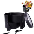 BBJ WRAPS Flower Box with Lid for Arrangements, Double Layers Rotating Drawer Luxury Round Flower Bouquet Gift Boxes Packaging, 1 Set, 7.5"(D) x 6.5"(H) (Black) - color: Black Round