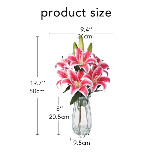 GarveeHome Artificial Lily Flower, Faux Lily Flowers Stems for Vase, Silk Fake Flowers for Home Table Office Wedding Party Decor (Rose Red) - color: Tiger Lily , Rose Red