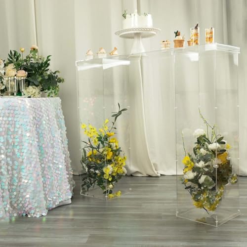 Efavormart 46"x12" Clear Plexiglass Connector Plate for Rectangular Pillar Pedestal Stands, 4mm Thick Acrylic Table Top Bridge with Protective Film - size: 45.5'' Clear
