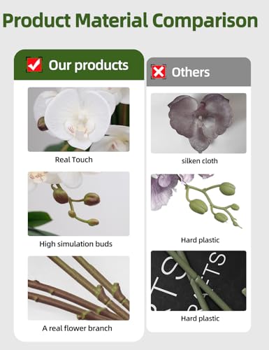Artificial Orchid Flowers Set Real Touch Faux Flower in Vase Faux Butterfly Orchid Lifelike Orchid Arrangement for Wedding Home Office Party Hotel Decoration - color: White