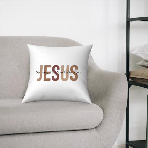 Fokongna Jesus Decoration Pillow Covers 18 x 18 Inch Christian Home Decor,Christian Gifts Prayer Room for Women Men Jesus Gifts, Religious Home Decor Bedroom and Living Couch Pillow Covers - color: Jesus Pillow