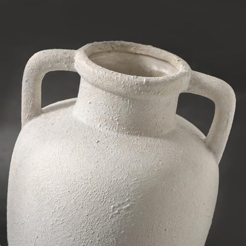 Large Ceramic Vase - 11.41 inch Tall Rustic Vase with 2 Handles, Decorative Flower Vases for Home Decor, Living Room Shelf Decor, Table Office - color: 103-5-11.4in