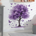 Purple Tree Wall Decals Removable Purple Butterfly Wall Stickers Peel and Stick Vinyl Plant Wall Decor Waterproof for Bedroom Living Room Bathroom Decorations - style: Purple Tree