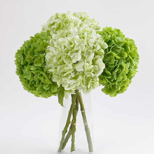 4 Pcs Hydrangea Artificial Flowers, Latex Real Touch Hydrangeas Lifelike Fake Hydrangea Flowers for Home Party Arrangements Wedding Bouquets Table Centerpieces Decor (2Dark Green&2Light Green) - color: 2 Dark Green & 2 Light Green, size: 4pcs