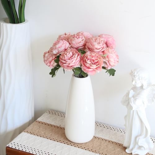 IPOPU 10pcs Deep Pink Peonies Artificial Flowers Silk Peonies with Stems Real Look Fake Peony for Home Table Decorations Wedding Faux Flowers Arrangements (Deep Pink) - color: Deep Pink