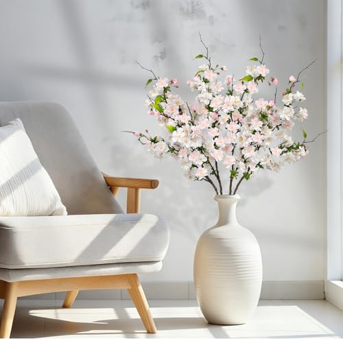 Artificial Cherry Blossom Branches 31.5'', 4 Pack Faux Spring Flowers for Tall Vase, Realistic Flower Stems for Home Decor, Wedding, Easter, Table Centerpiece and Party Decor (Light Pink) - color: Light Pink