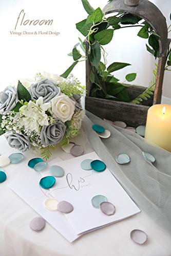 Floroom 300pcs Rose Petals Teal Green Faux Silk Flower Petals for Wedding Flower Girl Basket Aisle Scatter Cake Table Centerpieces Party Confetti Baby Shower Romantic Night Decoration Home Decor - color: Green Light Forest, size: 300pcs