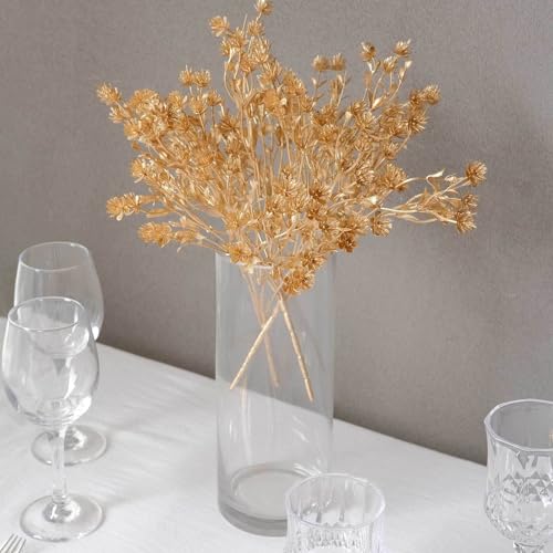 Efavormart 4 Pack 13 inch Metallic Gold Artificial Baby's Breath Flower Bouquet, Decorative Gypsophila Floral Bushes Sprays for Delicate Texture and Accents - color: Type22