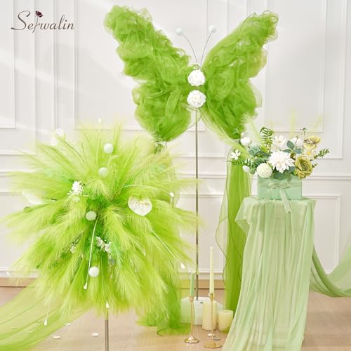Serwalin 60PCS Pampas Grass Home Decor, 17.7Inch Light Green Faux Pampas Grass Bulk Boho Decor for Vase Filler for Home Wedding Table Centerpiece Christmas Decor - color: M Green
