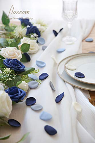 Floroom 500pcs Rose Petals Navy Blue Faux Silk Flower Petals for Wedding Flower Girl Basket Aisle Scatter Dinner Table Centerpieces Party Confetti Bridal Shower Romantic Night Decoration - color: Navy Blue, size: 500pcs