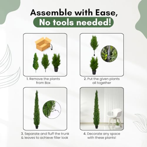 8 Feet Pre-Potted Evergreen Outdoor Artificial Cedar Tree for Front Porch Decor, Outdoor Entryway Decor Fake Tree, Tall Faux Tree with UV Resistant Coating (2 Pack) - style: 2 Pack