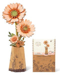 3D Flower Wooden Puzzles for Adults-Gerbera Daisy, DIY Wooden Flowers Model Kit Building Set Crafts for Adults to Build, Botanical Collection/Ideal Creative Gift Ideas/Housewarming (105PCS) - style: TW - Light Orange Daisy