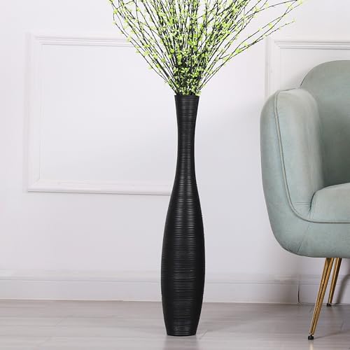 Leewadee Decorative Tall Floor Vase for Living Room Decor, 26 inches, Black, Resin - color: Black, size: 26 inches