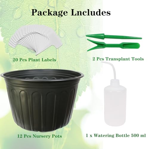 12-Pack 5 Gallon Flexible Plastic Plant Pots,Thickened Soft Seed Starting Container for Indoor Outdoor Plants, Seedlings, Vegetables, Succulents and Cuttings - size: 5 Gallon