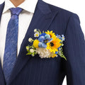 TINGE TIME Sunflower Boutonniere for Men Wedding,Groom and Pocket Boutonniere for Wedding, Prom, Homecoming, Anniversary, Graduation, Christmas Dinner - color: Sunflower&royalblue