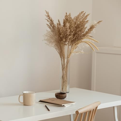 uxcell 4pcs Faux Pampas Grass 17 Inch 6 Stem Artificial Fake Dried Pampas Grass Decor for Floor Vase Filler, Wedding Decoration, Home Decoration, Light Purple - color: Light Purple