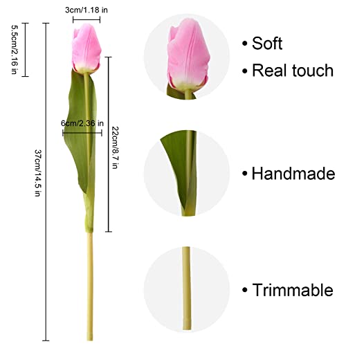 20PCS Artificial Tulips Real Touch Faux Flower Moisturizing Tulips for Photography Ornaments Home Garden Wedding Party Decor Fake Flowers (Peach Pink) - color: Peach Pink