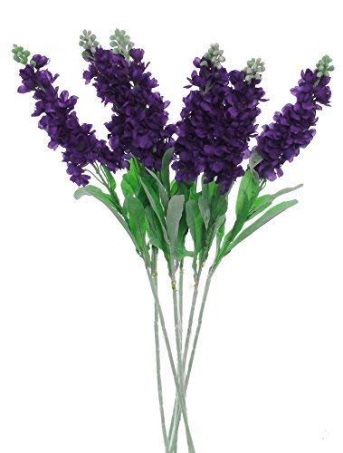 Set of 6 Stems 32" Artificial Antirrhinum Snapdragon Silk Flowers (Deep Purple) - color: Deep Purple