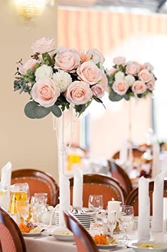 JUSMAI 30pcs Roses Artificial Flowers Pink Fake Roses Flowers with Long Stems Silk Flowers for Wedding Bouquet Centerpices Decorations Party Bridal Baby Shower Home Decor - color: Blush, size: 30PCS