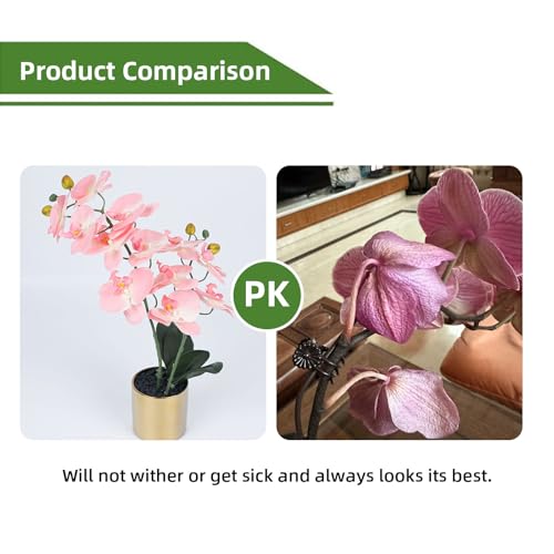17“ Artificial Orchid Flowers Potted,Realistic Faux Light Purple Flowers in Pots for Bathroom Kitchen Home Office Living Room Table Decor Indoor Outdoor - color: Light Purple