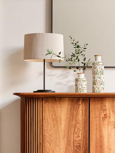 LE TAUCI Ceramic Vase Set of 3, Vintage Botanical Flower Vases for Fresh or Dried Flowers, Cottagecore Home Decor for Coffee Table, Mantel, Shelf, Entryway, Vine Green - color: Vine Green