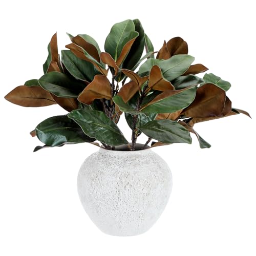 Thiccywoov 6 Pcs Magnolia Artificial Leaves Branches 3D Magnolia Pick Faux Stems Twigs Realistic Touch Faux Greenery Table Centerpiece for Spring Vase Filling Farmhouse Home Office (Green,22 Inch) - size: 22 inch