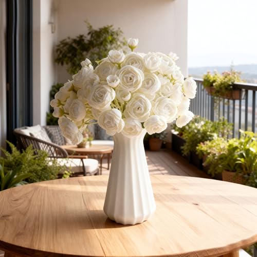 24 Stems Artificial Ranunculus Flowers - 96 Bloom Faux Silk Ranunculus Bouquet for Wedding Decorations, Home Décor, Holiday Arrangements & Large Event Centerpieces (Cream) - color: Cream