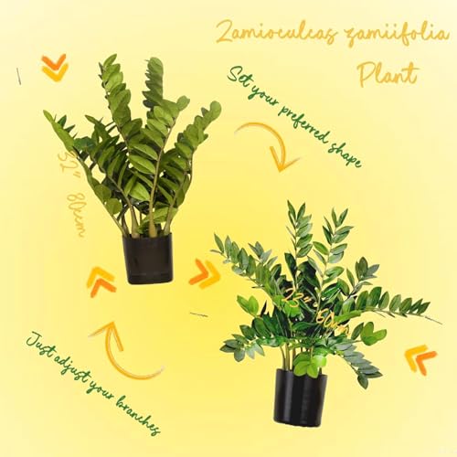 Artificial ZZ Plant for Indoor Decor 34" Fake Plant Potted Plastic Plants for Home Office Desk Farmhouse Room Bathroom Decor