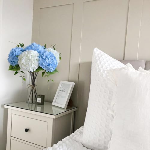 JINWOE White Silk Flowers Hydrangea Artificial Flowers, 5Pcs 20Inch Large Lifelike Faux Flowers, Full Fake Artificial Hydrangeas with Stems for Bouquet Table Centerpieces Home Decoration - color: White