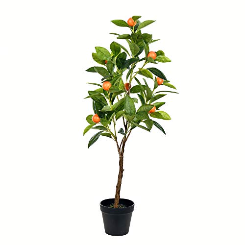 Vickerman Everyday 29" Artificial Potted Orange Tree - Black Plastic Pot - Lifelife Home Or Office Decor - Faux Potted Tree - Maintenance Free - color: Green, size: 2ft 5in
