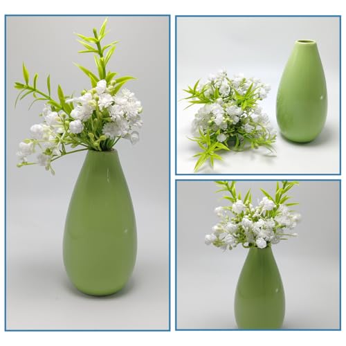 Colorful 4.1inch Ceramic Small Bud Vase Mini Single Stem Flower Vases Decorative Floral Holder for Home Office Table Decor (Green) - color: Green, size: 4.3inch