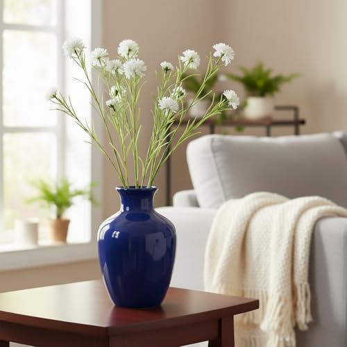 4Pcs 27.56" White Artificial Cornflower Stems Chrysanthemum Centaurea Cyanus Wildflowers Silk Cornflower Bunches Fake Flowers Bulk Faux Bachelor's Button for Vase Bouquet Wedding Home Party Decor - color: White