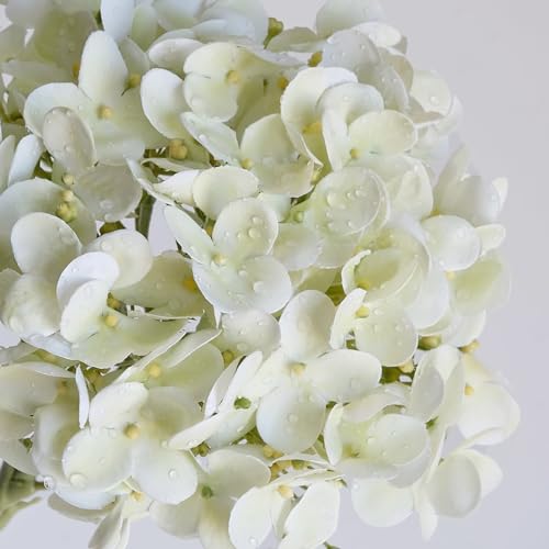 ZYTUYO 20 inches 4 Pcs Ivory White Real Touch Hydrangea Artificial Flowers Boho Lifelike Real Looking Latex Hydrangeas Flower with Long Stem for Home Decor Spring Table Centrepiece - color: Ivory White