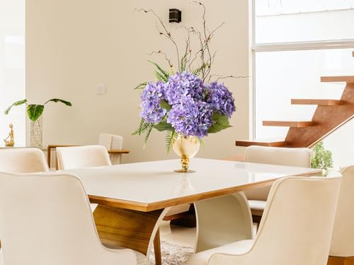 ZYTUYO 4 Pcs Bright Purple Real Touch Hydrangea Artificial Flowers Boho Lifelike Real Looking Latex Hydrangeas Flower with 20'' Long Stem for Indoor Xmas Home Decor Christmas Table Centrepiece - color: Bright Purple