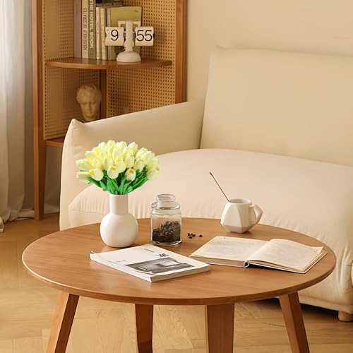 20pcs White Tulips Artificial Flowers Fake Silk Tulips Real Touch Flowers for Spring Kitchen Wedding Home Decor Arrangements Easter Decor 14 Inch - color: Off White