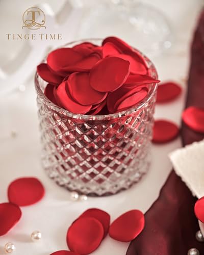 TINGE TIME 200pcs Silk Rose Petals Red Flower Petals for Wedding, Flower Girl Basket, Aisle Runner, Romantic Dinner Centerpieces, Proposal, Party Confetti - color: Red