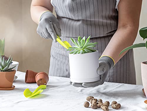 D'vine Dev 2 Pack 4 Inch Modern Plastic Plant Pots, Small Garden Planters for Plant with Drainage Holes and Saucers, White Color, 74-Z-E-1 - size: 4"